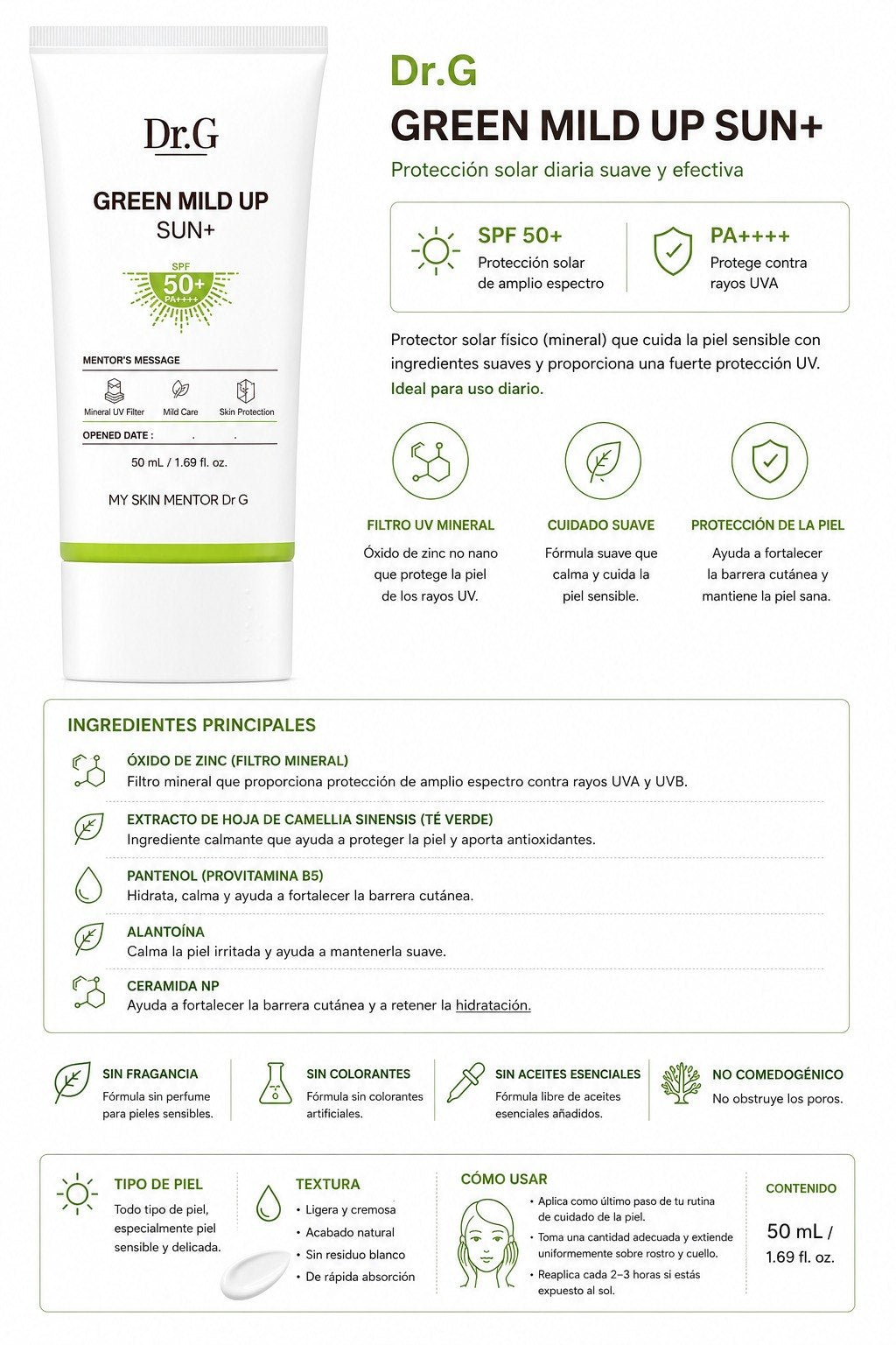 DR.G GREEN MILD UP SUN+ SPF50+