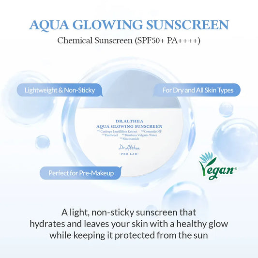 Dr. Althea Aqua Glowing Sunscreen SPF50+ PA++++ – Protector Solar Hidratante y Luminoso para Piel Sensible