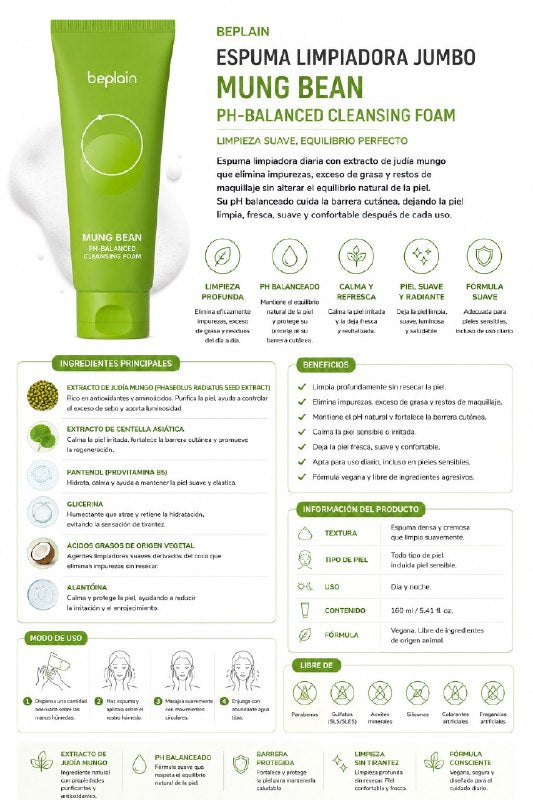 BEPLAIN MUNG BEAN pH-BALANCED CLEANSING FOAM