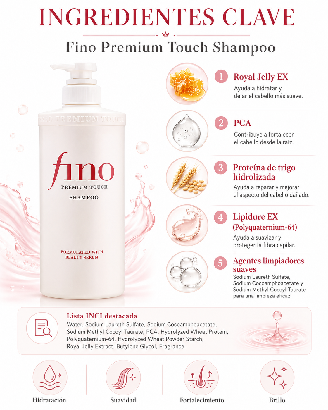 Shiseido Fino Premium Touch Shampoo – Champú Reparador e Hidratante para Cabello Dañado y Seco