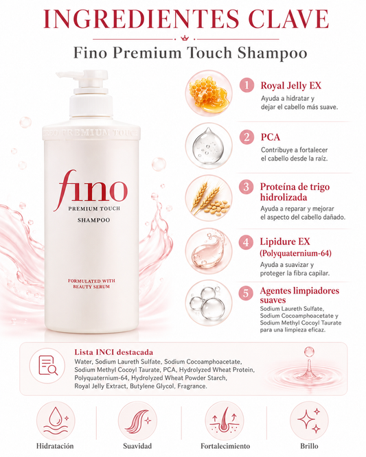 Shiseido Fino Premium Touch Shampoo – Champú Reparador e Hidratante para Cabello Dañado y Seco