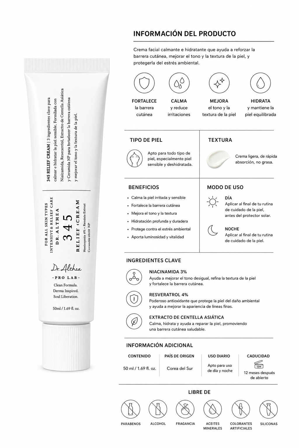Dr. Althea 345 Relief Cream – Crema Calmante e Hidratante para Piel Sensible y con Tendencia Acneica
