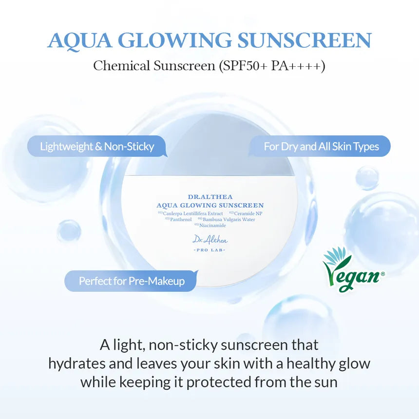 Dr. Althea Aqua Glowing Sunscreen SPF50+ PA++++ – Protector Solar Hidratante y Luminoso para Piel Sensible